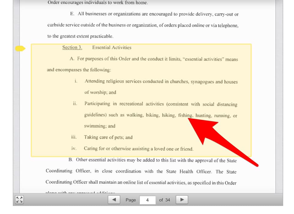 fishing during stay at home order