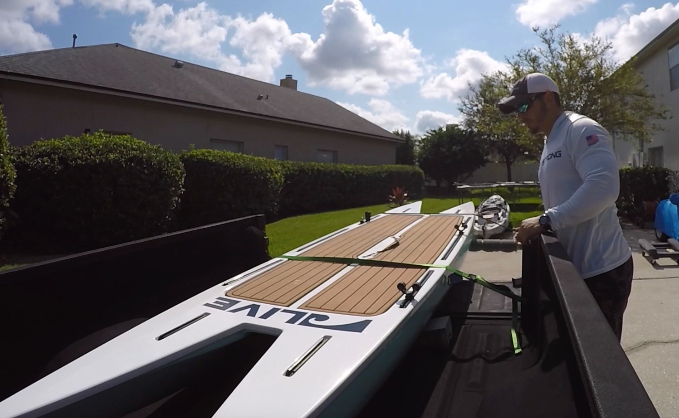 how to strap down a kayak in a struck