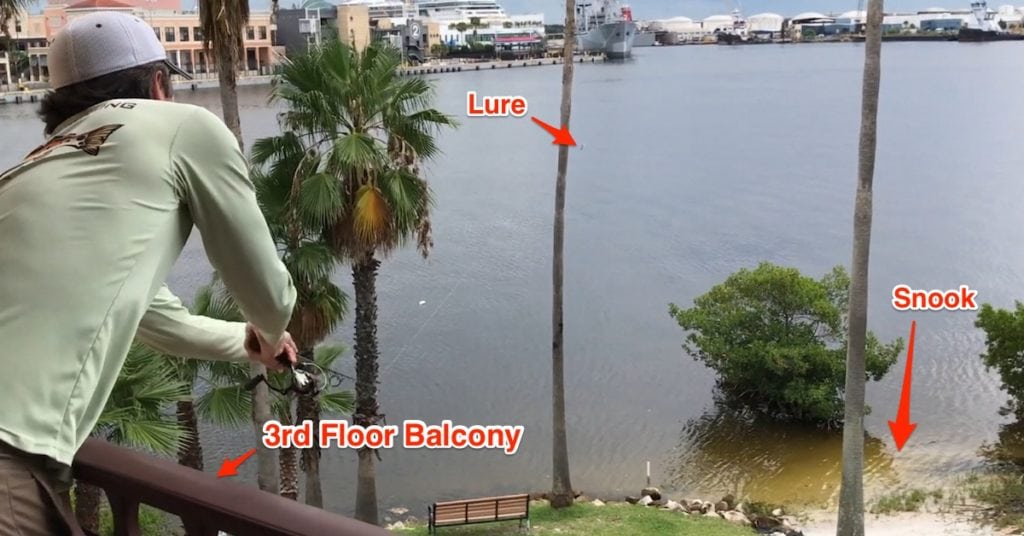 fishing from balcony
