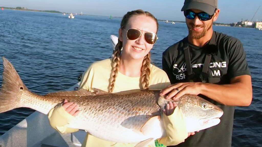 bull redfish cut blue crab