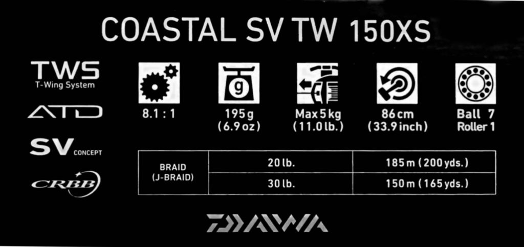 daiwa coastal sv tw 150 specs