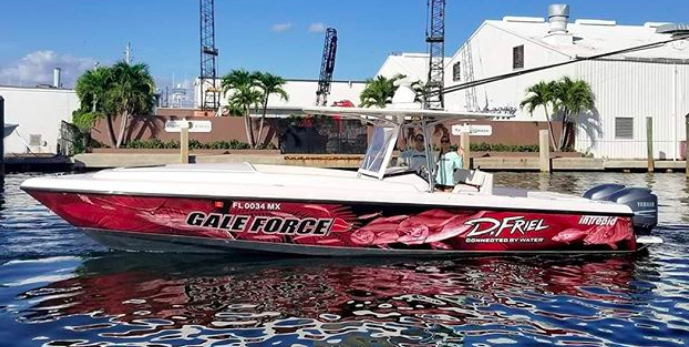 gale force twins boat wrap