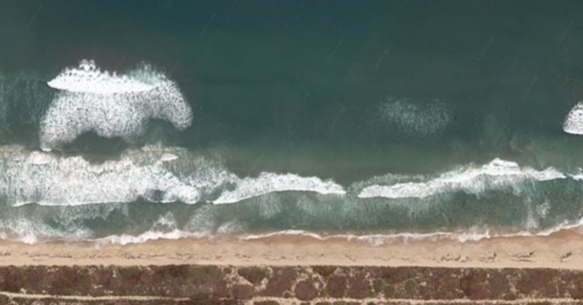 Beach with double breakers