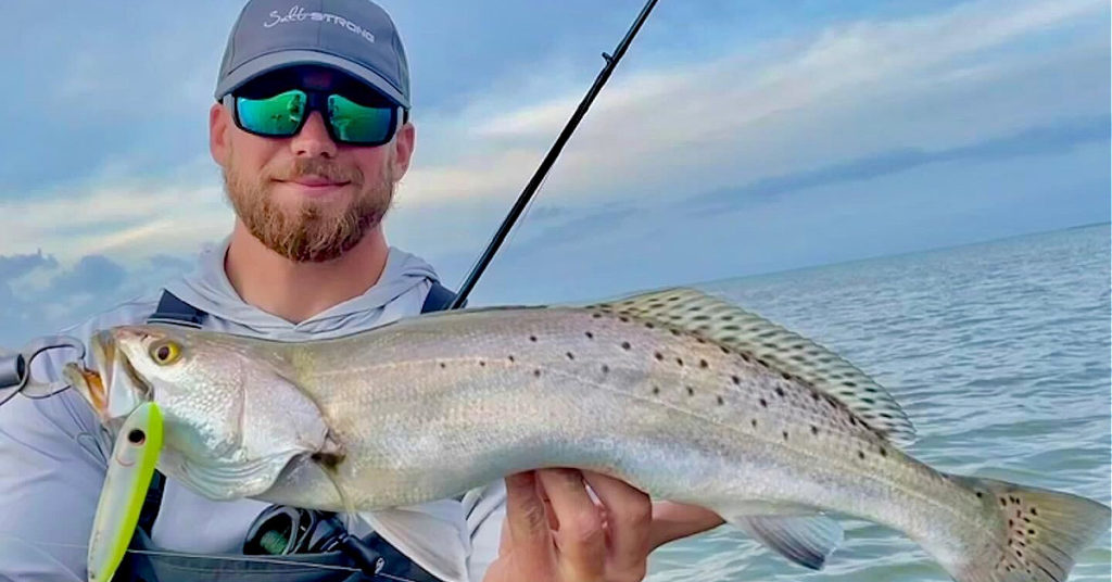 trout on topwater lure
